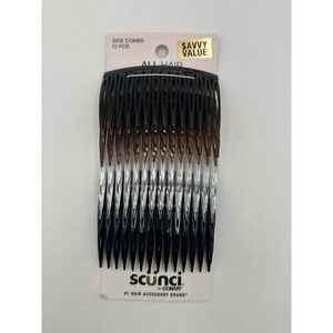 Scunci Side Combs 12 Pcs All Hair Colors Black Brown White Womens Hair Accessory